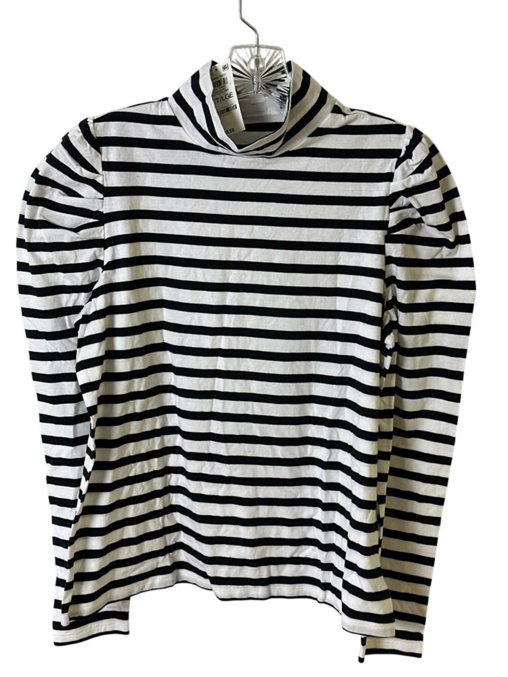 Charter Club Size PL Black White Striped Long-Sleeve Top Modern Fit Womens